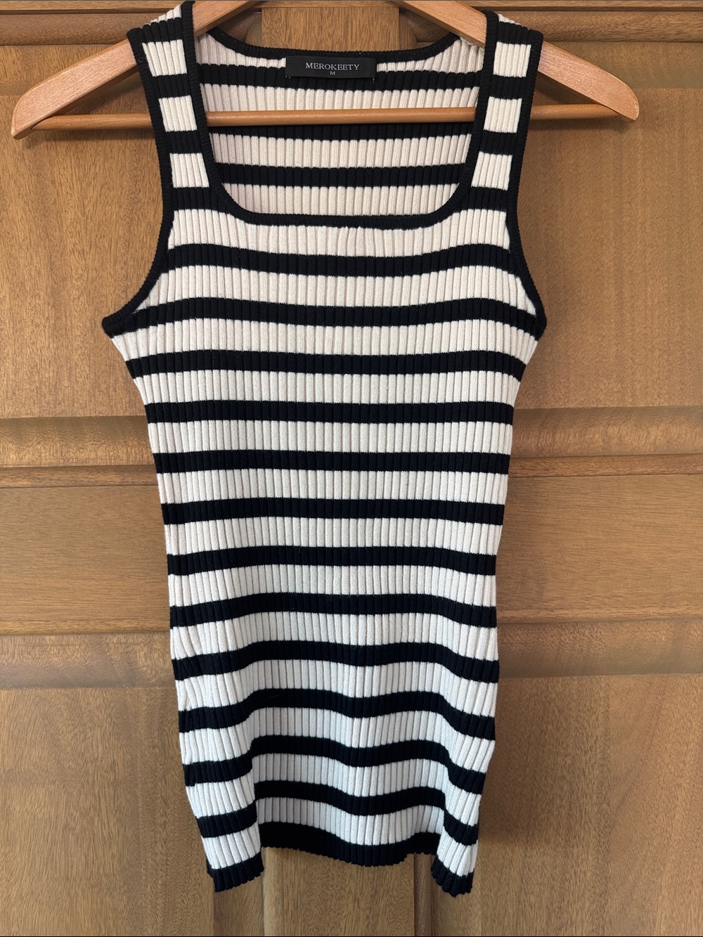 Black & White Striped Ribbed Tank